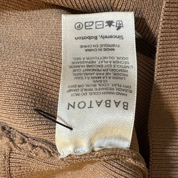 Babaton Faux Wrap Cross Front Cropped Tan Neutral Stretchy Shirt Top Size Small - Picture 5 of 7